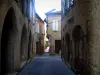 Gourdon - Häuser der Strasse Majou, in der Bouriane, im Quercy