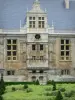 Grand Jardin castle - Facade of the castle of Renaissance style, and flowerbed of the garden; in the town of Joinville