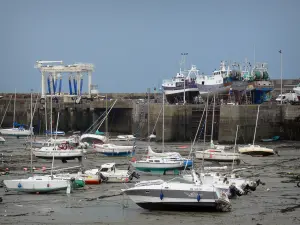 Granville - Port : bateaux de plaisance à marée basse