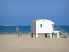 Gruissan - Gruissan-Plage hulppost, zandstrand en de Middellandse Zee