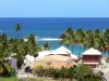 Halbinsel Caravelle - Tourismus-Residenz und Kokospalmen der Bucht Etang mit Blick auf den Atlantischen Ozean