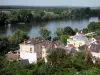 Herblay - View of the Seine valley, with the houses of the town of Herblay and the river Seine lined with trees