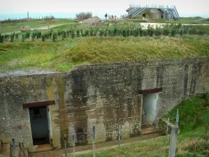 Hoc headland - Landing site: bunker in foreground, bunker and commemorative monument