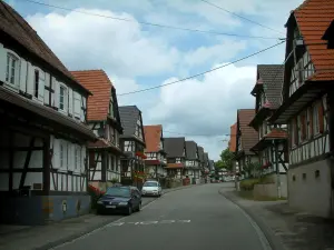 Hoffen - Street lined with white half-timbered houses