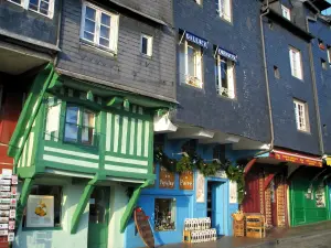 Honfleur - Slate-fronted houses and shops of the Sainte-Catherine quay