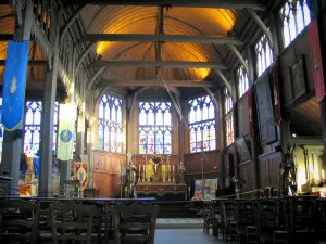 Honfleur - Inside of the Sainte-Catherine church (wooden building)