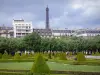 Hôtel des Invalides - Invalides garden with a view of the top of the Eiffel tower