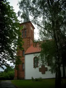 Hunspach - Bäume und Kirche des Dorfes
