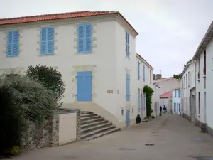 Isola di Noirmoutier - Noirmoutier en l'Ile: strada fiancheggiata da case bianche