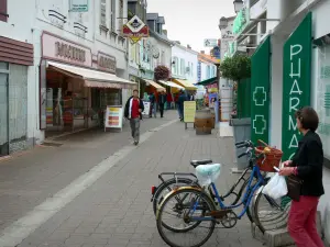 Isola di Noirmoutier - Noirmoutier en l'Ile: strada fiancheggiata da case e negozi