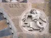 Issoire - Sculpture of the apse of the Saint-Austremoine abbey church: zodiac sign (Libra)
