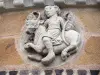 Issoire - Sculpture of the apse of the Saint-Austremoine abbey church: zodiac sign (Taurus)