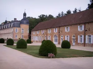 Kasteel van Pierre-de-Bresse - Ronde toren van het kasteel, en gemeenschappelijke struiken geknipt