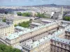 Kathedraal Notre-Dame de Paris - Uitzicht op de stad van Parijs en het Hotel-Dieu op de voorgrond van de hoogten van de kathedraal