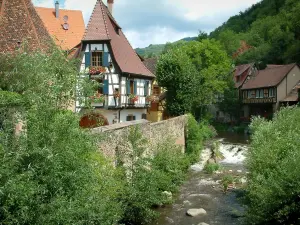 Kaysersberg - River (Weiss), vakwerkhuizen en bomen