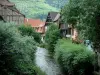 Kaysersberg - Fluss (Weiss) gesäumt von Bäumen und Häusern