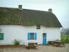 Kerhinet - Wit huis met een rieten dak (rieten huisje) in het Regionaal Natuurpark van Brière