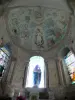 Kerk van Saint-Révérien - In de Romaanse kerk van Saint-Reverien: kapel apsis fresco en oud
