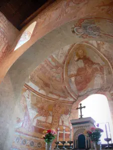 Kirche Saint-Martin de Vic - In der Kirche Saint-Martin: romanische Fresken (Wandmalereien), in der Gemeinde Nohant-Vic