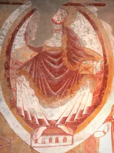 Kirche Saint-Martin de Vic - In der Kirche Saint-Martin: romanisches Fresko (Wandmalerei), in der Gemeinde Nohant-Vic