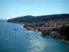 Küstengebiet der Côte d'Azur - Blick aufs Meer, die Boote, Villefranche-Sur-Mer und den Mont-Boron
