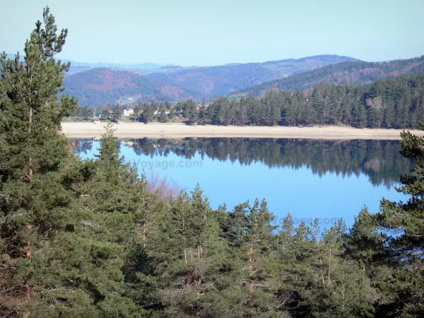 Lac d'Issarlès - Vue sur le plan d'eau entouré de verdure