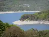 Lac du Sautet - Lac artificiel et rives plantées d'arbres ; dans le Trièves