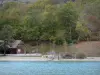 Lacs de Laffrey - Lac de Petichet et rive plantée d'arbres