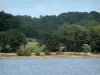 Lago de la Liez - País de los Cuatro nivel de agua de los lagos de la Conexión y su ribera arbolada