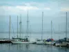 Lake Geneva - Sailboats in the Évian-les-Bains port and lake