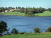 Lakes of Upper Charente - Mas Chaban lake, shores, prairies, trees and houses