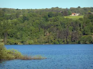 Landscapes of Dauphiné - Paladru lake (natural lake of glacial origin) and its wooded bank