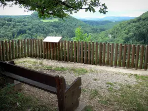 Landscapes of the Doubs - Moulin Sapin viewpoint, a bench, view of the Lison valley