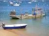 Landscapes of the Gironde - Arcachon bay: boats on the water, oyster farmer boat 