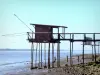 Landscapes of the Gironde - Huts and its fishing net along the Gironde estuary 