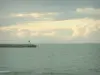 Landscapes of the Loire-Atlantique coast - Sea (Atlantic Ocean), lighthouse and cloudy sky