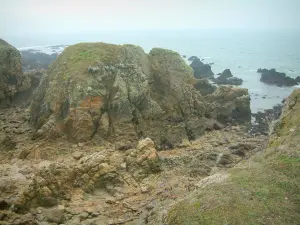 Landscapes of the Loire-Atlantique coast - Wild coast (côte sauvage): cliffs and the sea (Atlantic Ocean)