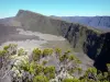 Landscapes of Réunion - Réunion National Park: hiking in the mountains of the Piton de la Fournaise peak wit a view of the Nez Coupé of Sainte-Rose