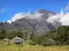 Landscapes of Réunion - Mafate cirque - Réunion National Park: hiking in the heart of Mafate with a view of Grand Bénare