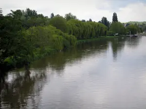 Landschaften von Indre-et-Loire - Fluss (der Cher) und Ufer mit Bäumen