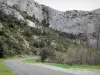 Landschappen van de Aude - Fenouillèdes: kliffen met uitzicht op de kloof weg Galamus