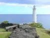 Landschappen van Guadeloupe - Oude fort en de vuurtoren op het eiland Basse - Terre, met uitzicht op zee