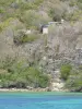 Landschappen van Guadeloupe - Kapel met uitzicht op het turquoise water van de zee ; op het eiland Grande - Terre