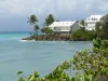 Landschappen van Guadeloupe - Huizen met uitzicht op de zee