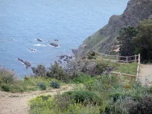 Landschappen van de Pyrénées-Orientales - Vermilion kust: rotsachtig pad langs de kust