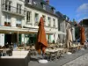 Laon - Cafe terrace and facades of houses on the Parvis Gautier de Mortagne square