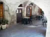 Largentière - Café terrace under the arcades