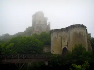 Lavardin - Passerelle conduisant au châtelet et aux ruines du château