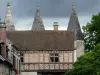 Longpont - Half-timbered floor and turrets of the fortified gate of the abbey