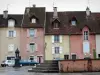 Lons-le-Saunier - Huizen met kleurrijke gevels van de Place de la Comedie